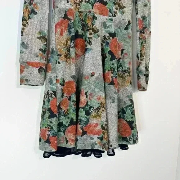 Anthropologie Saturday Sunday Floral Winter Dress Lace | Gray | SZ XS - Picture 4 of 8